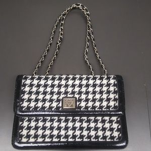 Anne Klein Black White houndstooth purse
